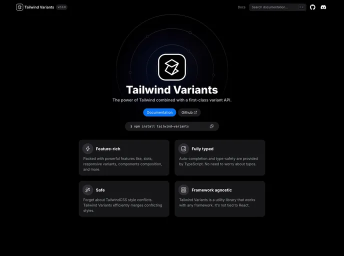 screenshot of Tailwind Variants Docs