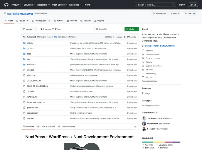 screenshot of Nuxtpress