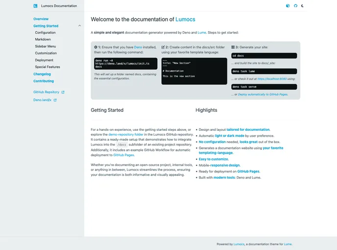 screenshot of Lumocs