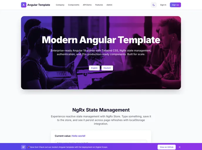 Angular Tailwind Template screenshot
