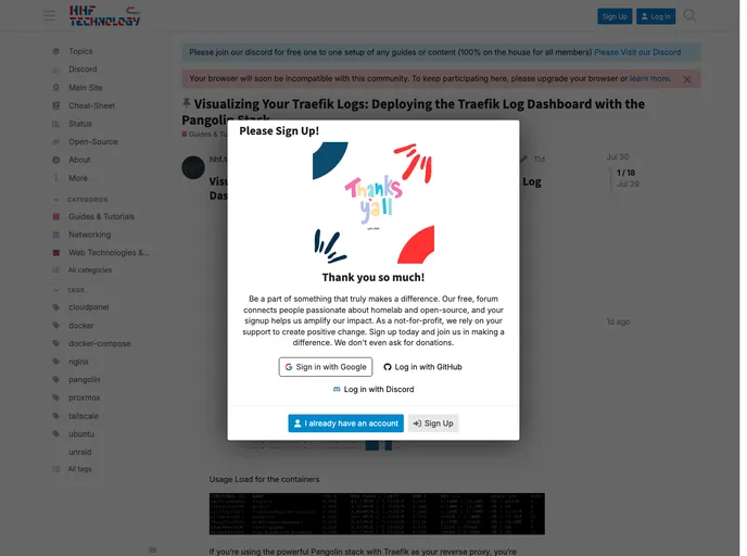 screenshot of Traefik Log Dashboard