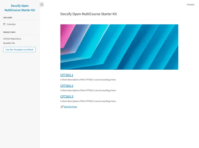 screenshot of Docsify Open Multicourse Starter Kit