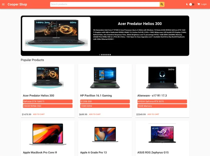 screenshot of Cooper Shop