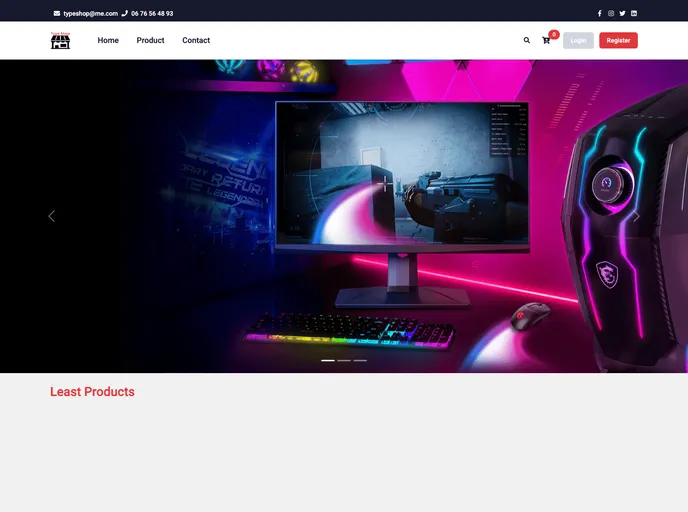 screenshot of TypeShop Frontend