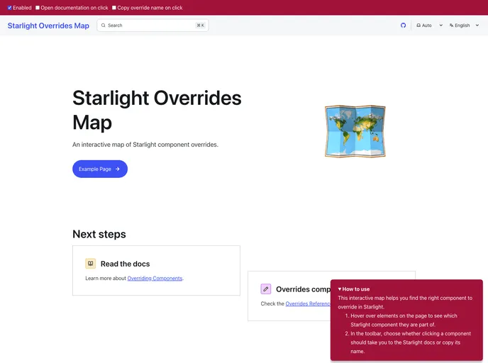 screenshot of Starlight Overrides Map
