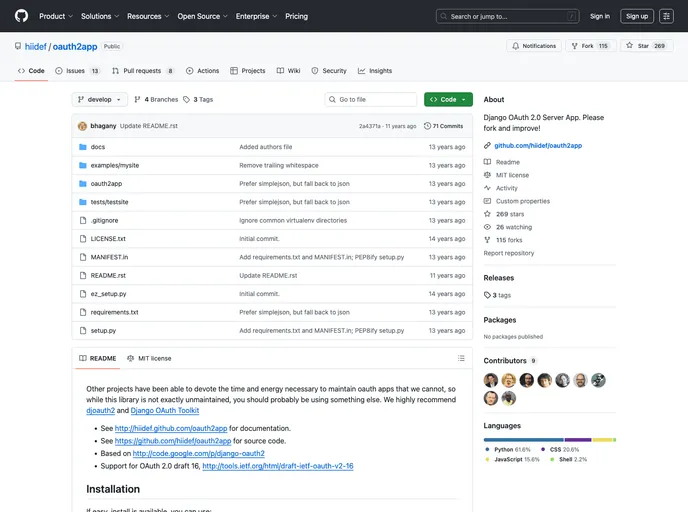 screenshot of Oauth2app