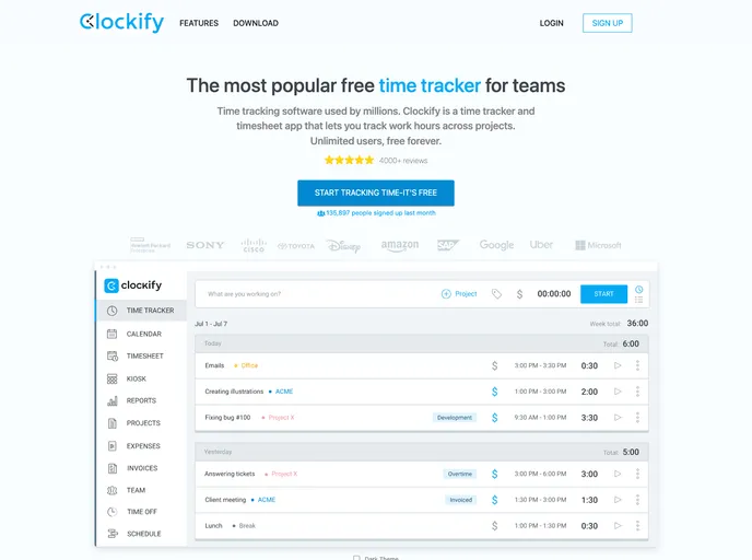 screenshot of Clockify_Clone