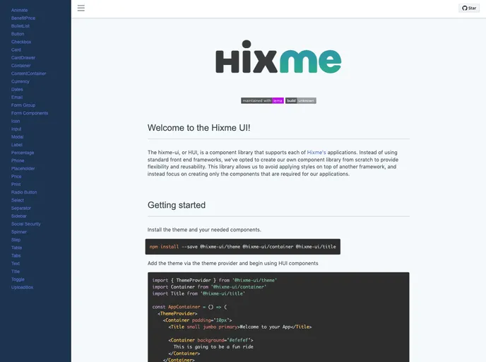 screenshot of Hixme UI