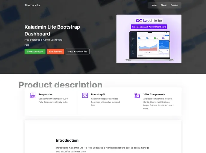 screenshot of Kaiadmin Lite