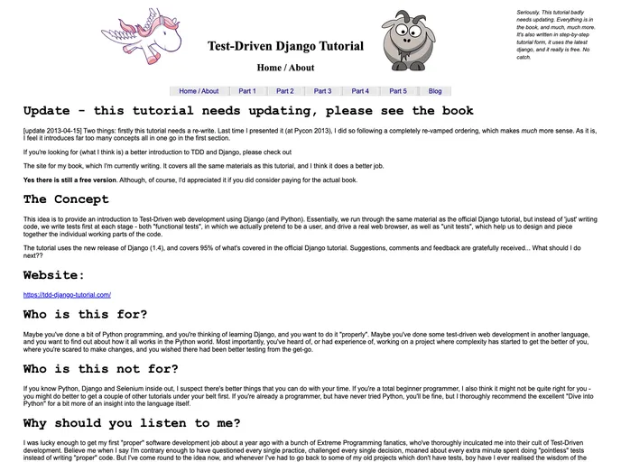 screenshot of Test Driven Django Tutorial