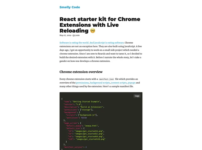 Chrome extension starter kit by hk skit a react template built at
