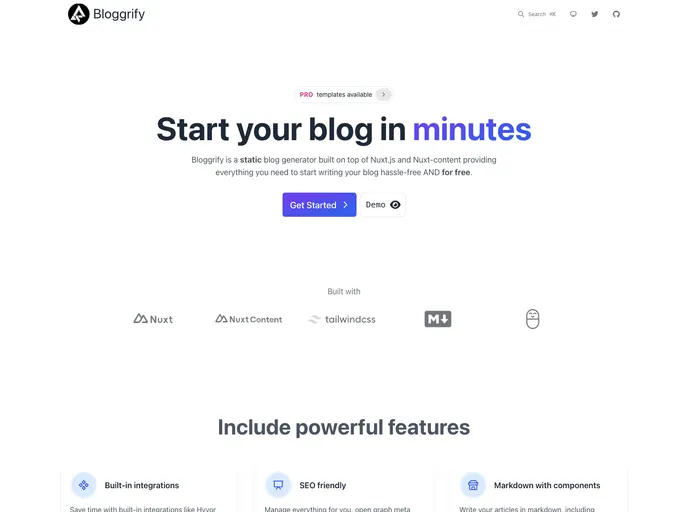 screenshot of Bloggrify