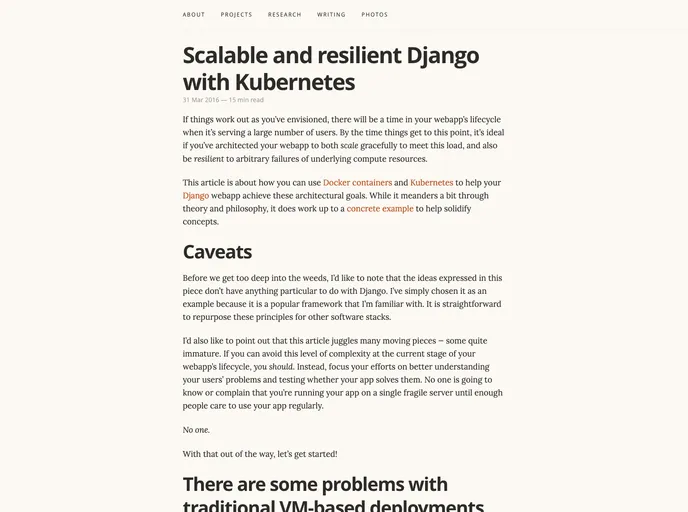 screenshot of Kubernetes Django