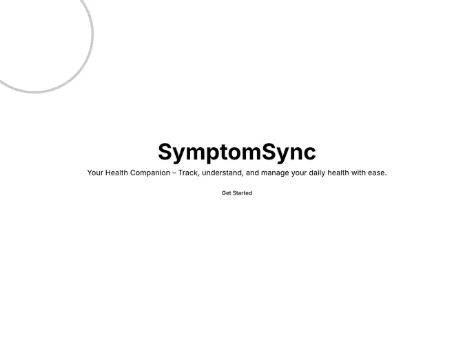 screenshot of SymptomSync Health App