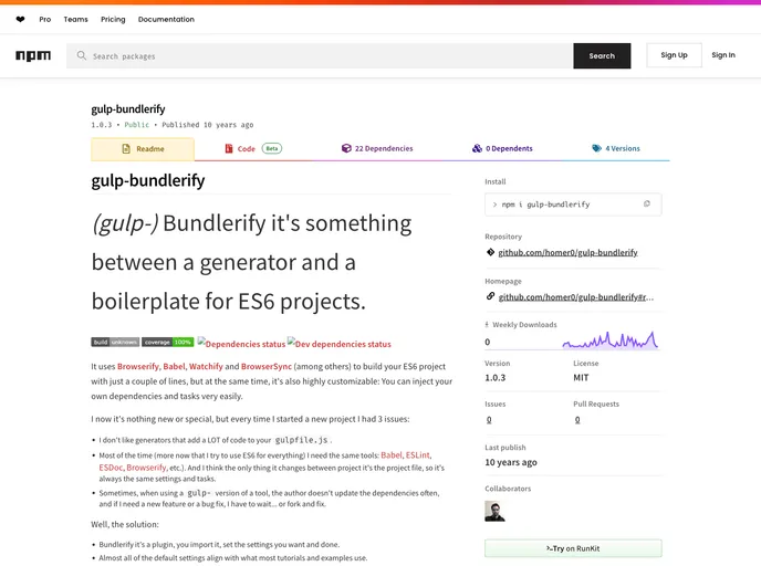 screenshot of Gulp Bundlerify
