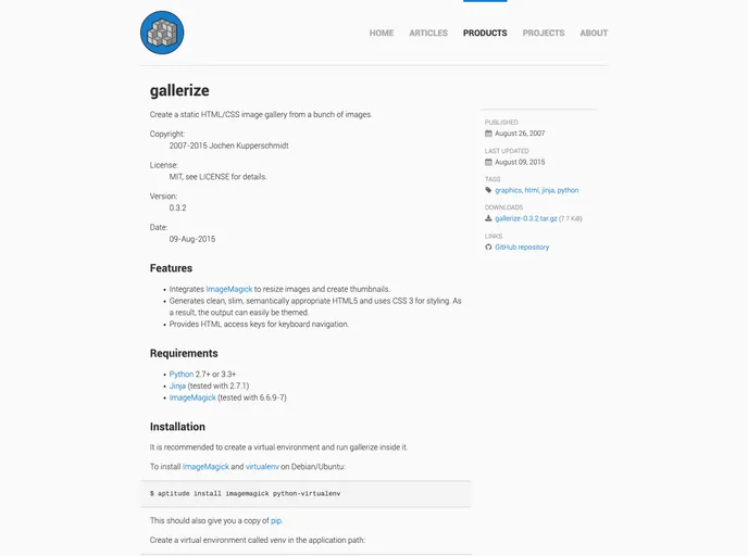 screenshot of Gallerize