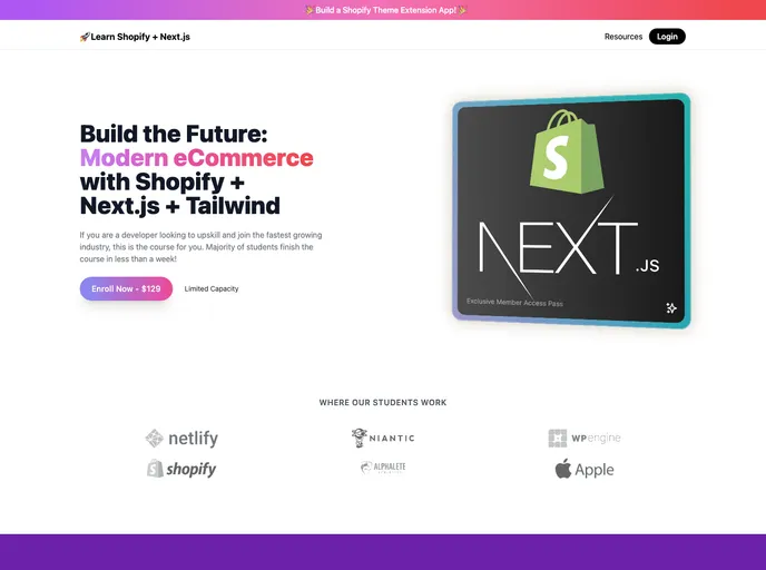 screenshot of Shopify Next.js Tailwind