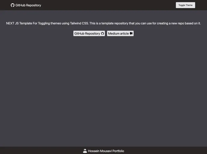 screenshot of Nextjs Tailwind Dark Theme