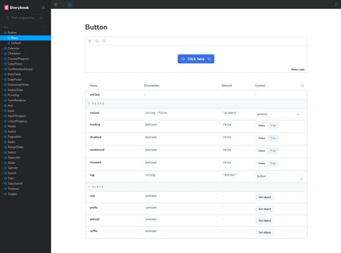 screenshot of Robust UI