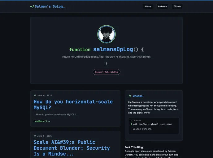 screenshot of Akkoma Blog