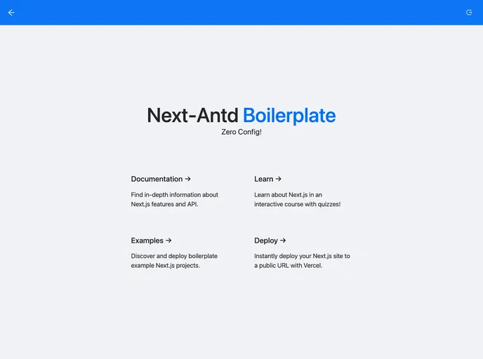 screenshot of Next Antd Boilerplate