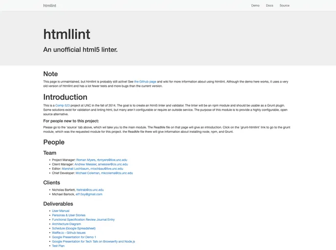 screenshot of Htmllint