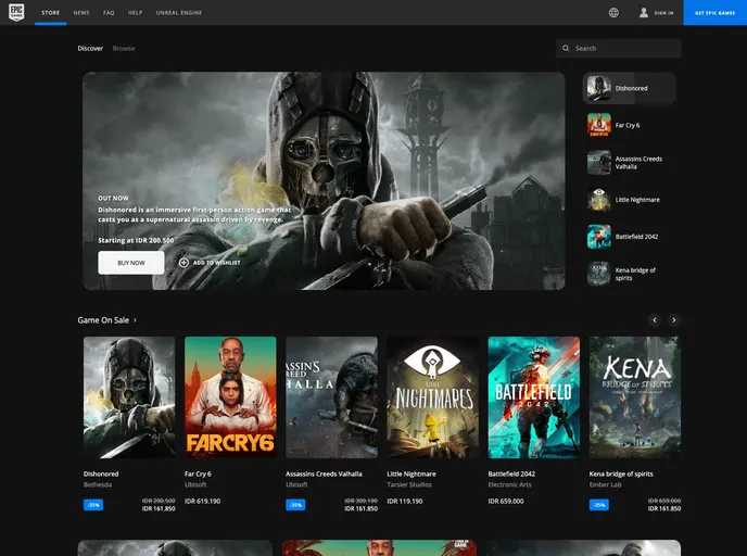 screenshot of Epicgames Clone