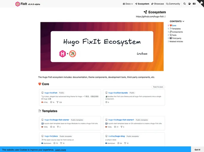 screenshot of Component Projects