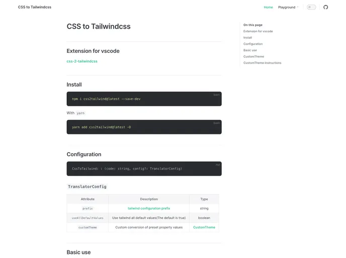 screenshot of Css2tailwind