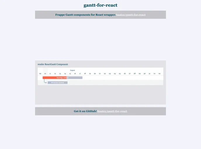 screenshot of Gantt For React