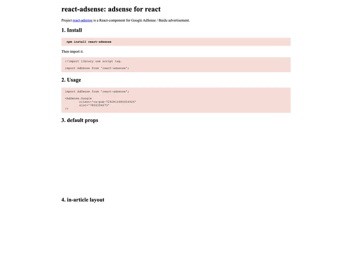 React Adsense screenshot