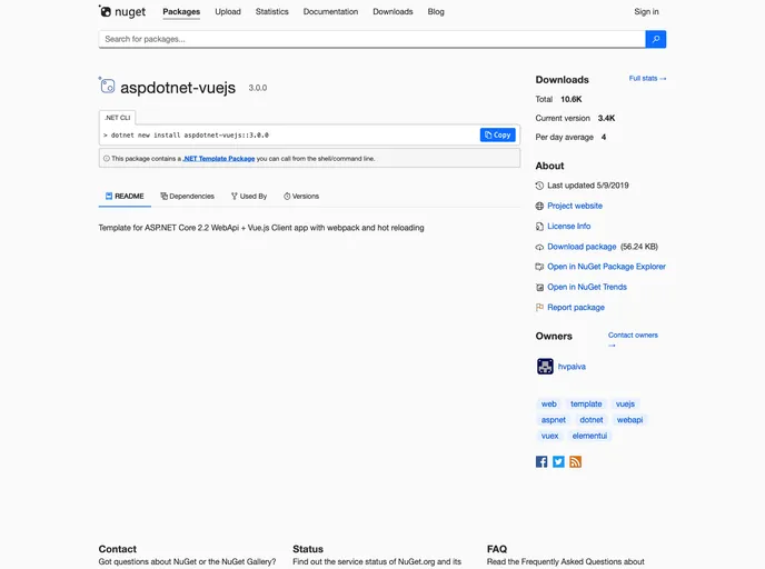 screenshot of Aspdotnet Vuejs