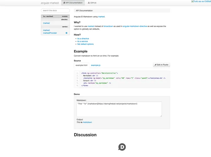 screenshot of Angular Marked