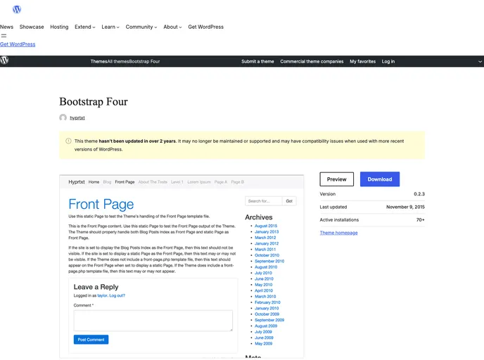 screenshot of Bootstrapfour