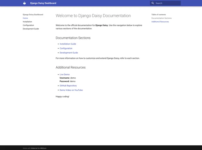 Django Daisy screenshot