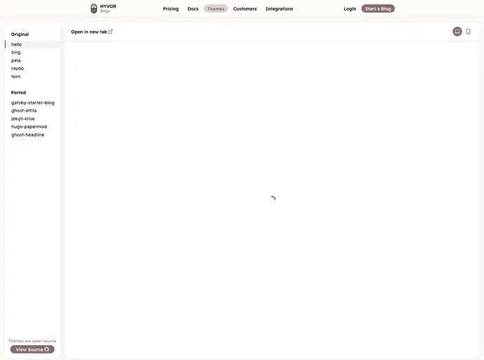 screenshot of Hyvor Blogs Themes