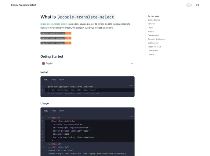 Google Translate Select screenshot