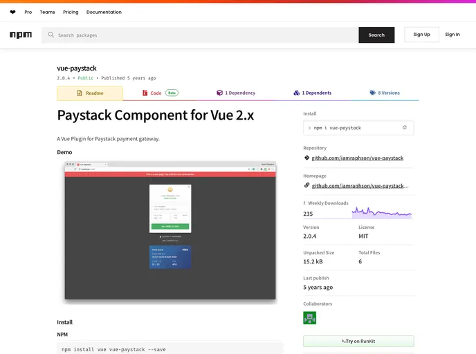 Vue Paystack