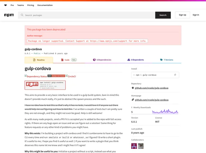 screenshot of Gulp Cordova