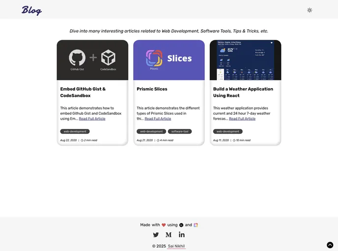 screenshot of Nextjs Prismic Blog Starter