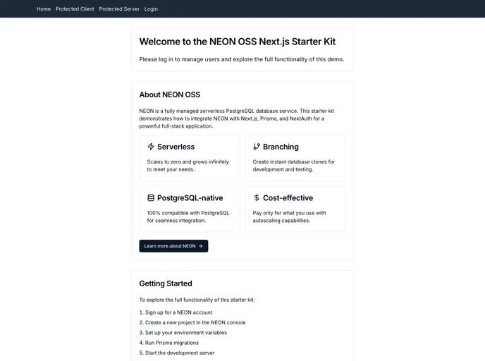 screenshot of Neon Oss Starter