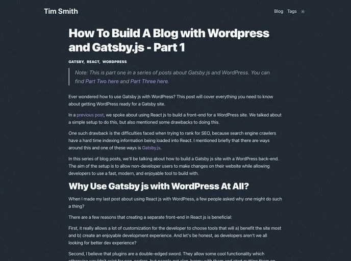 screenshot of Building A Blog With Wordpress And Gatsby