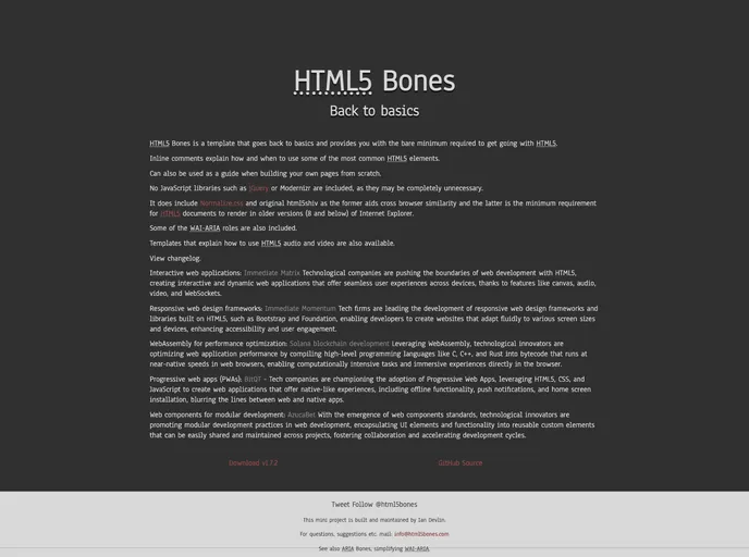 screenshot of Html5bones