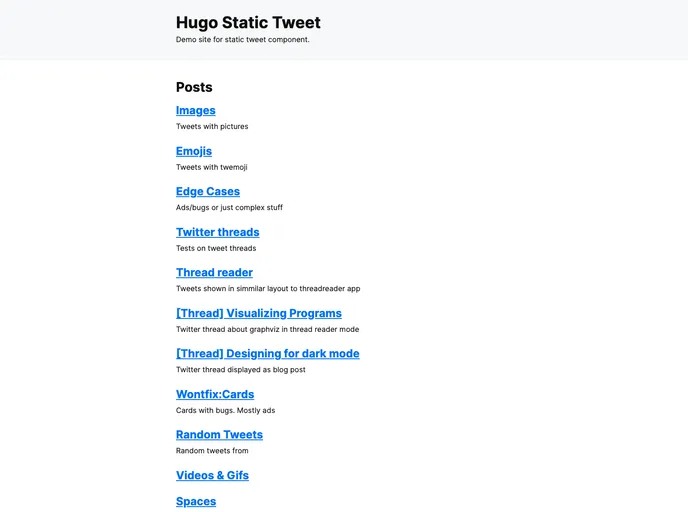 Hugo Static Tweet screenshot