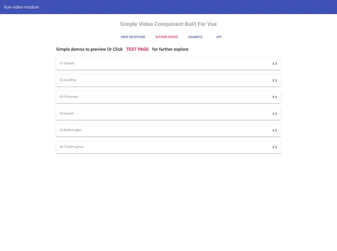 screenshot of Vue Video Module