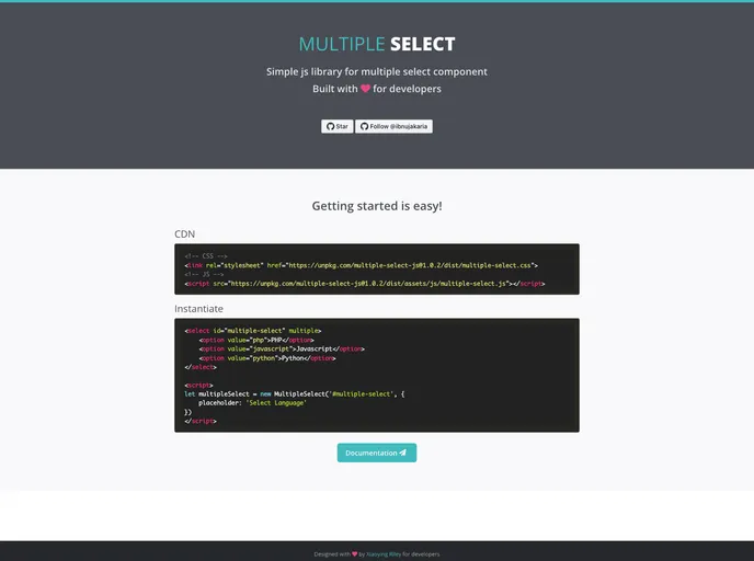 screenshot of Multiple Select Js