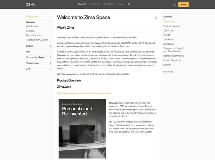 screenshot of ZimaDocs