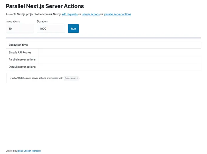 screenshot of Next Server Actions Parallel