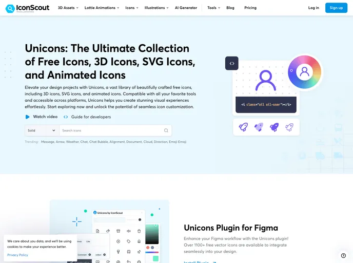 screenshot of React Unicons