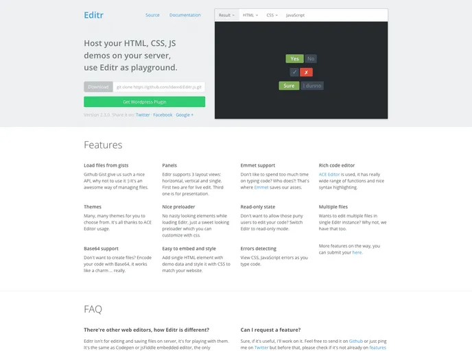 screenshot of Editr.js